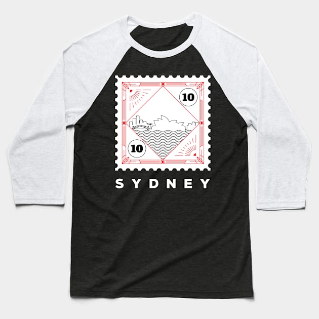 Sydney Stamp Design Baseball T-Shirt by kursatunsal